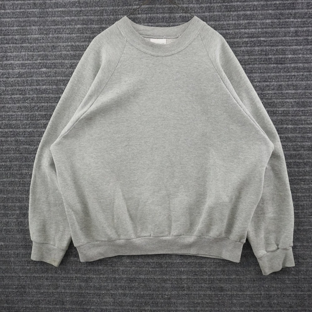 Vintage 90s Fruit of The Loom Sweatshirt Mens XL Grey Blank Raglan Crewneck